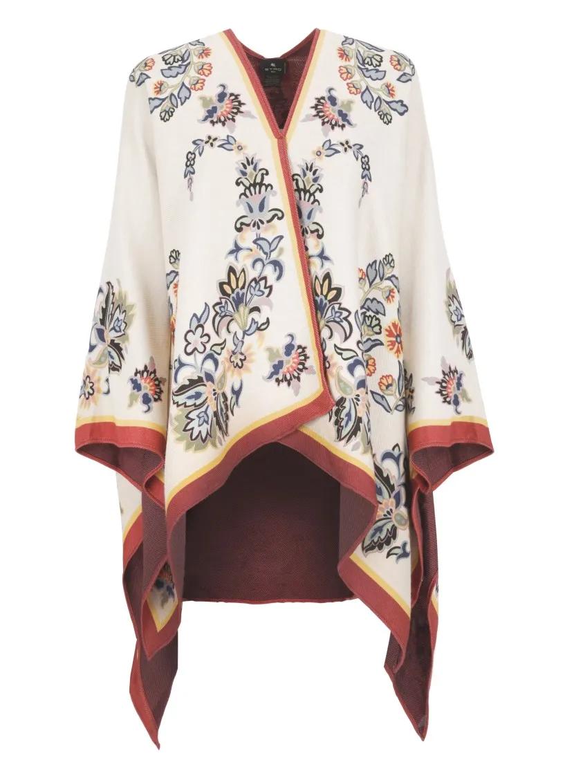 Etro - Ivory Poncho With Print - Größe ONE SIZE -