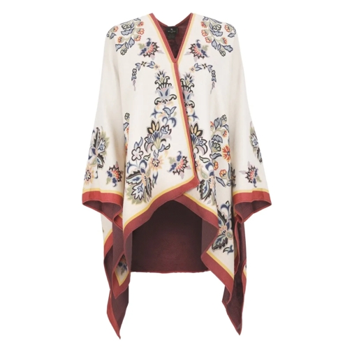 Etro Ivory Poncho With Print Neutrals Umhang