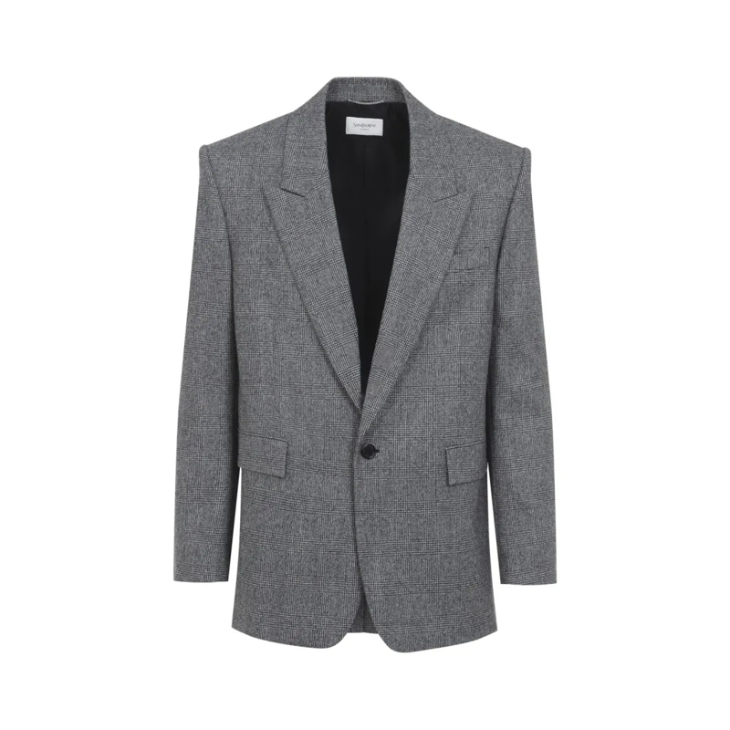 Saint Laurent Blazer Tailored Grey Blazer With Classic Single-Button Cl Grey