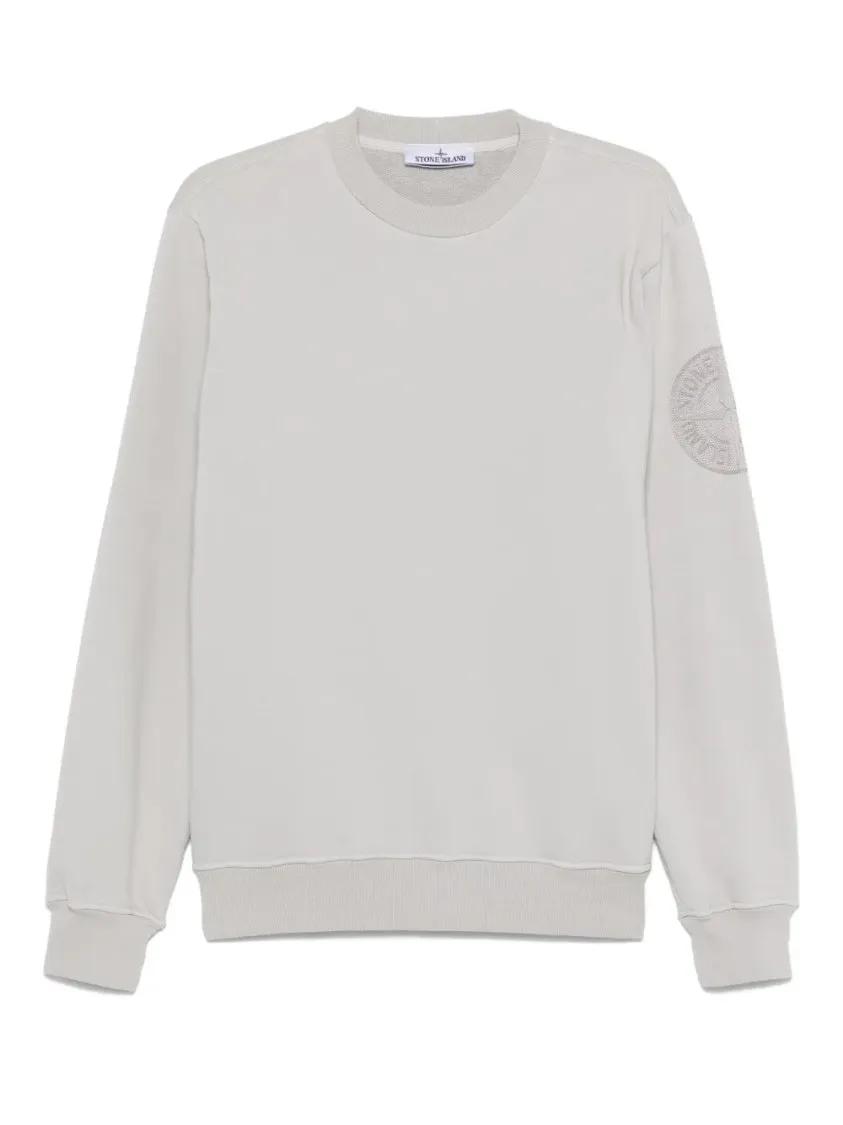 Thumbnail - Stone Island - Light Grey Cotton Fleece Sweatshirt - Größe L - grau