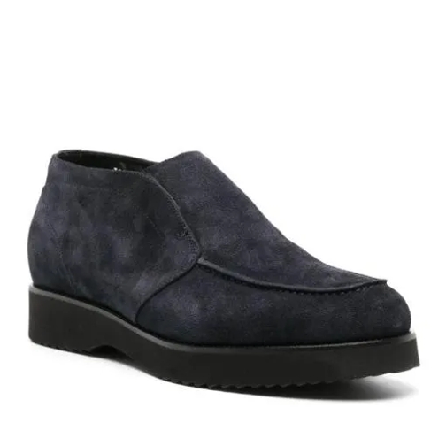 Doucal's Blue Slip-On Suede Boots Black Loafer