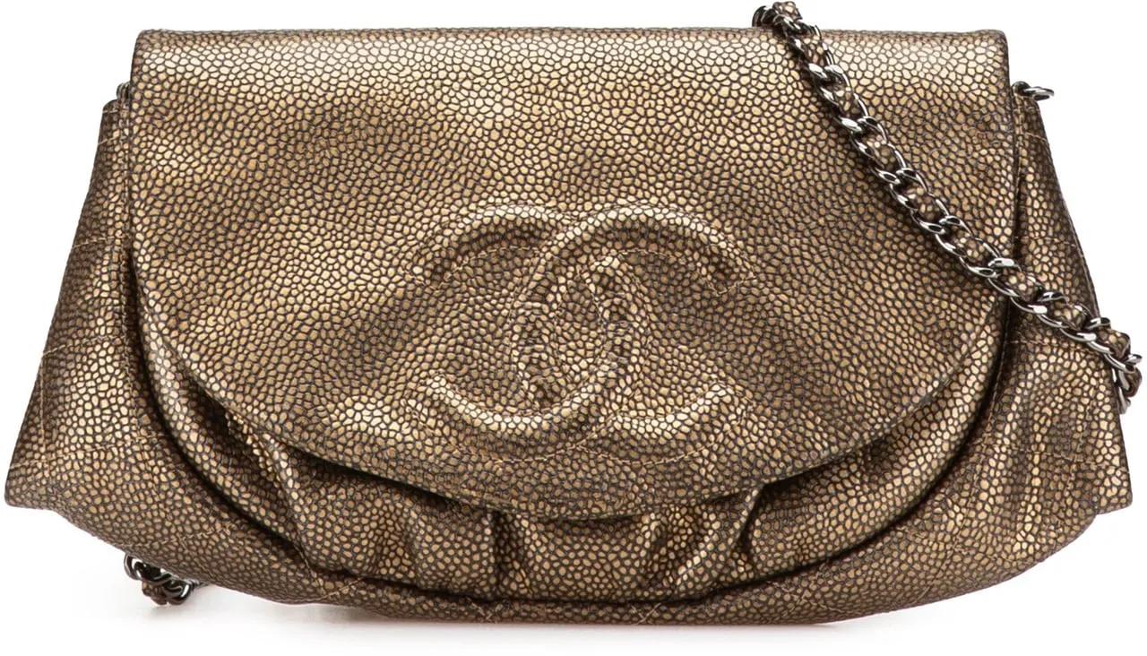 Chanel Hobo Bags - CC Metallic Caviar Half Moon Wallet on Chain - Gr. unisize - in Gold - für Damen