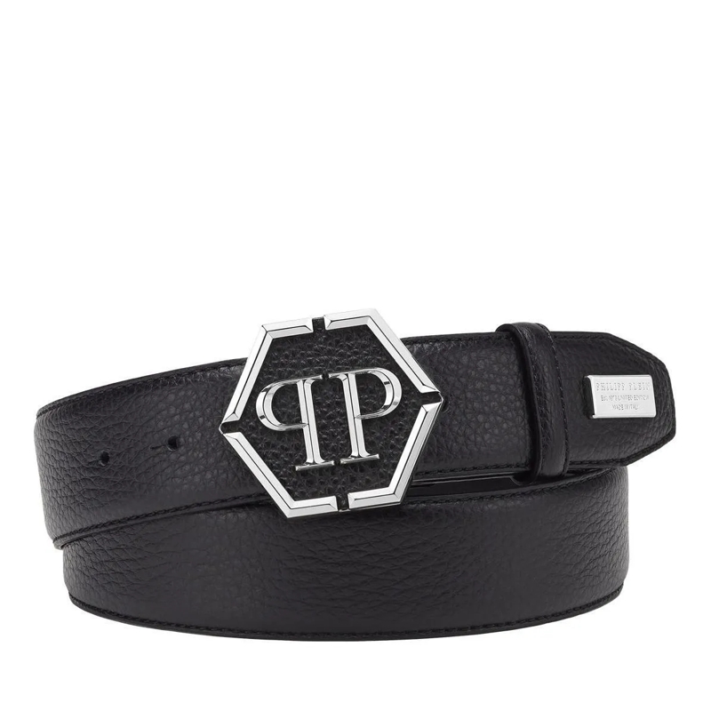 Philipp Plein Ledergürtel Gürtel Hexagon schwarz(Image 2)