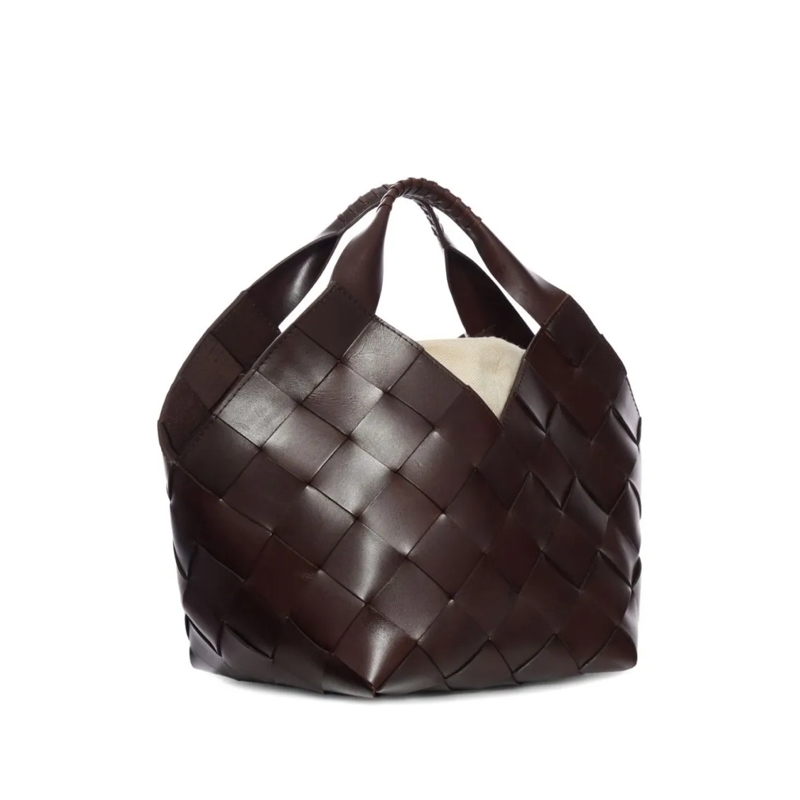 DRAGON DIFFUSION Tote Woven Calf Leather Handbag With Integrated Handles Black