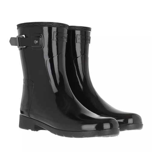 Hunter Original Refined Short Gloss Boots Black Regenstiefel