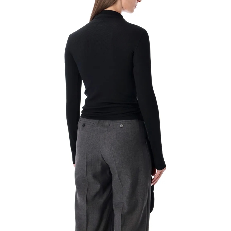 Low Classic Langärmeliges Oberteil Black Long Sleeve Half-Neck Wrap Top Black