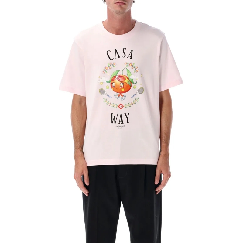 Casablanca T-shirt Pale Pink Casa Way Orange Mascot T-Shirt Pink
