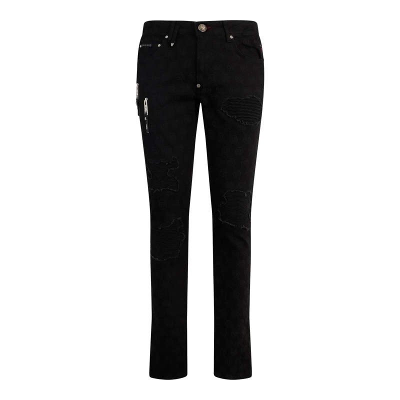 Philipp Plein Skinny-Leg-Jeans Rockstar Fit Jeans Embroidery Monogram schwarz
