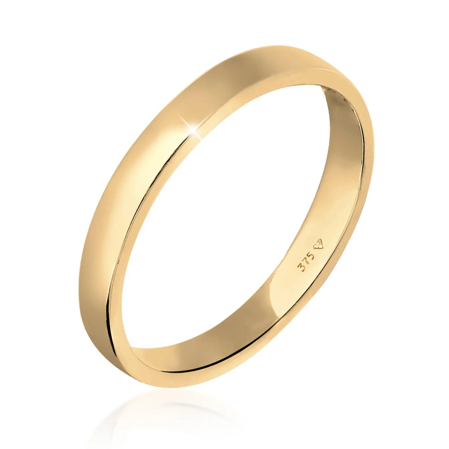 Elli Ringe - Ring Ehering Trauring Partnerring Basic 375 Gelbgo - Gr. 52 MM - in Gold - für Damen