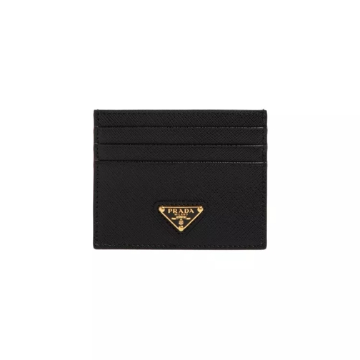 Prada Black Leather Card Holder Black Porte-cartes