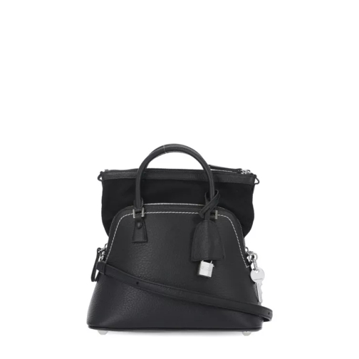 Maison Margiela Black Pebbled Leather Shoulder Bag Black Schultertasche