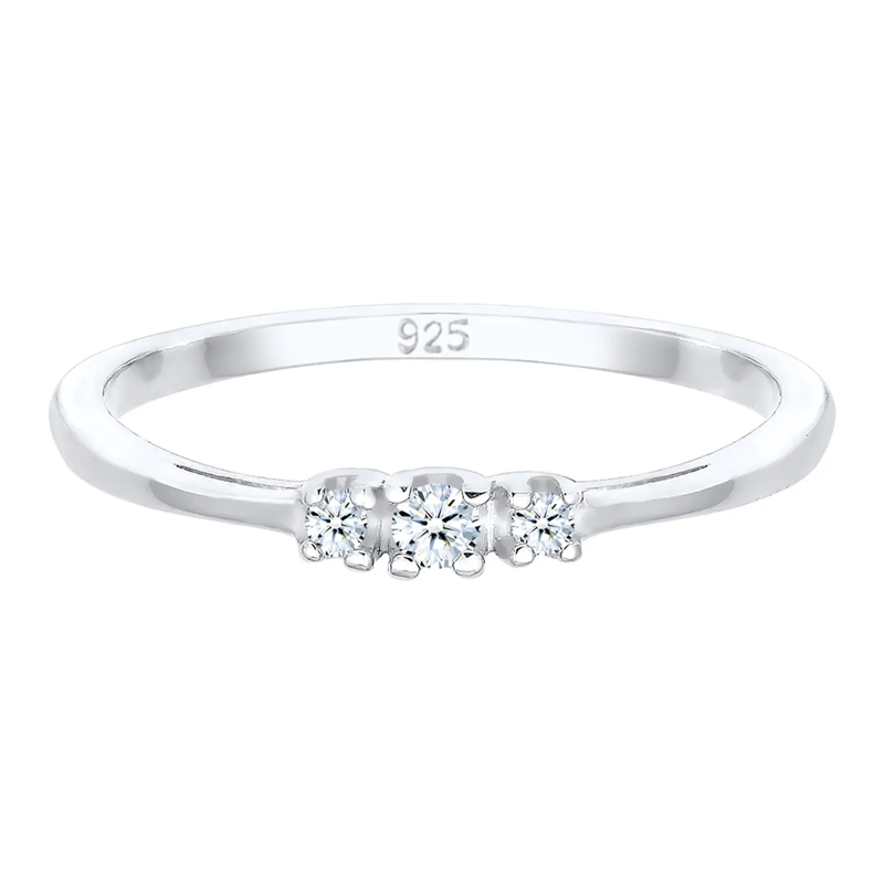 Elli Diamantring Ring Verlobungsring Diamant (0.06 ct.) Zart 925 Si silber(Image 6)