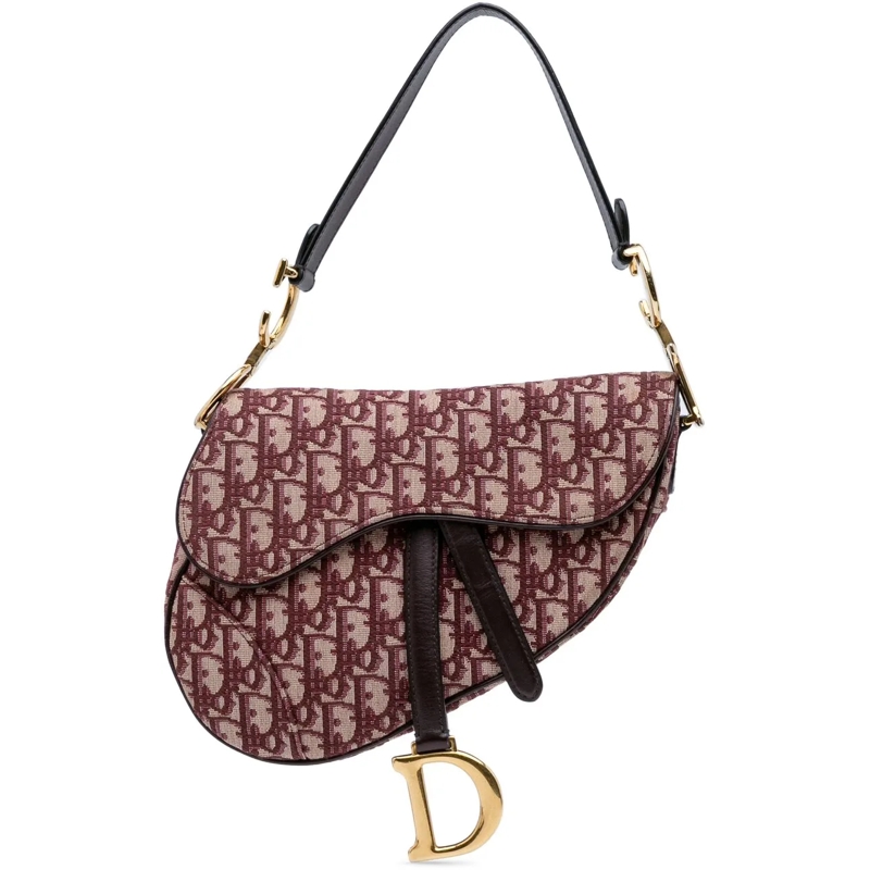 Christian Dior Schultertasche Oblique Canvas Saddle Bag rot