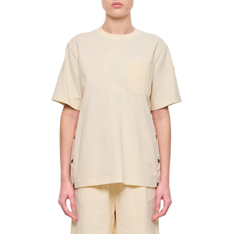 Moncler T-shirt Crew-Neck T-Shirt With Logo Patch Neutrals