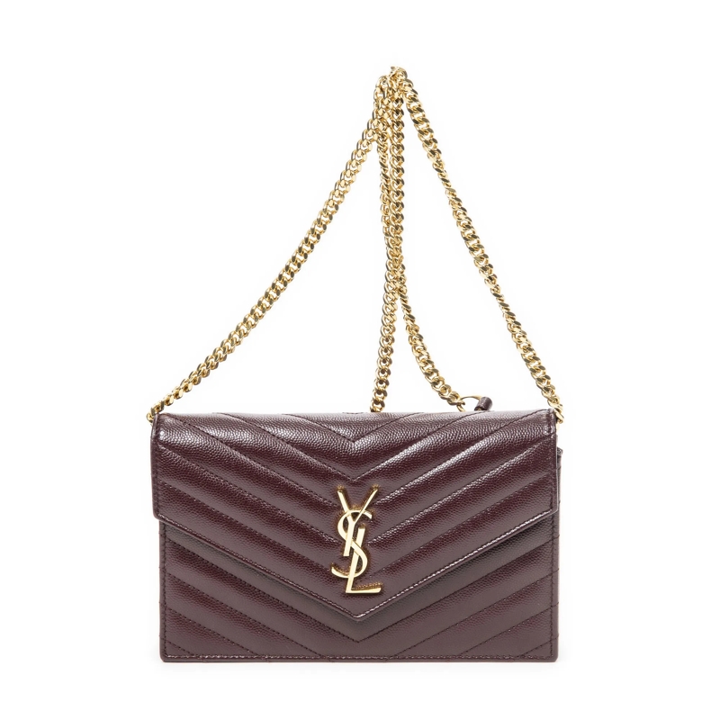 Saint Laurent Crossbody Bag Cassandre Envelope Chain Wallet burgund