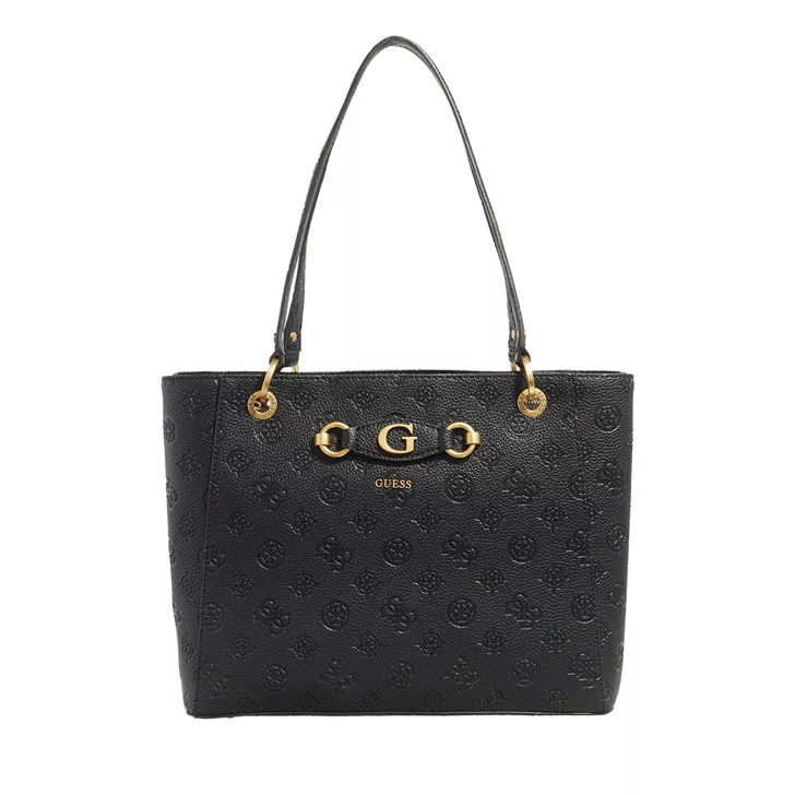 Guess Izzy Peony Noel Tote Black Logo Shopping Bag