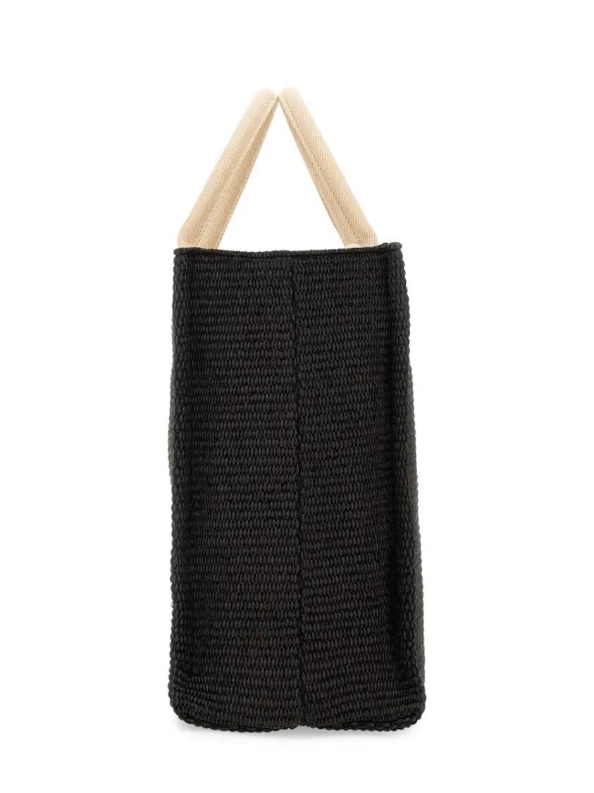 Marni Shoppers & Totes Large Raffia Effect Fabric Tote Bag in zwart