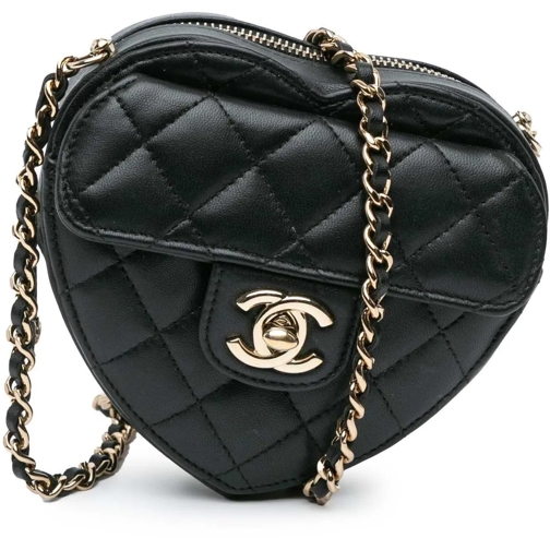 Chanel Sac à bandoulière 2021 Mini Lambskin CC in Love Heart Crossbody schwarz