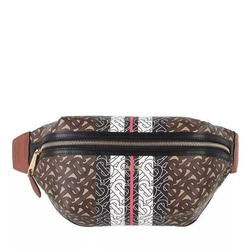 Burberry Medium Monogram Stripe Belt Bag Leather Bridle Brown Borsa da cintura
