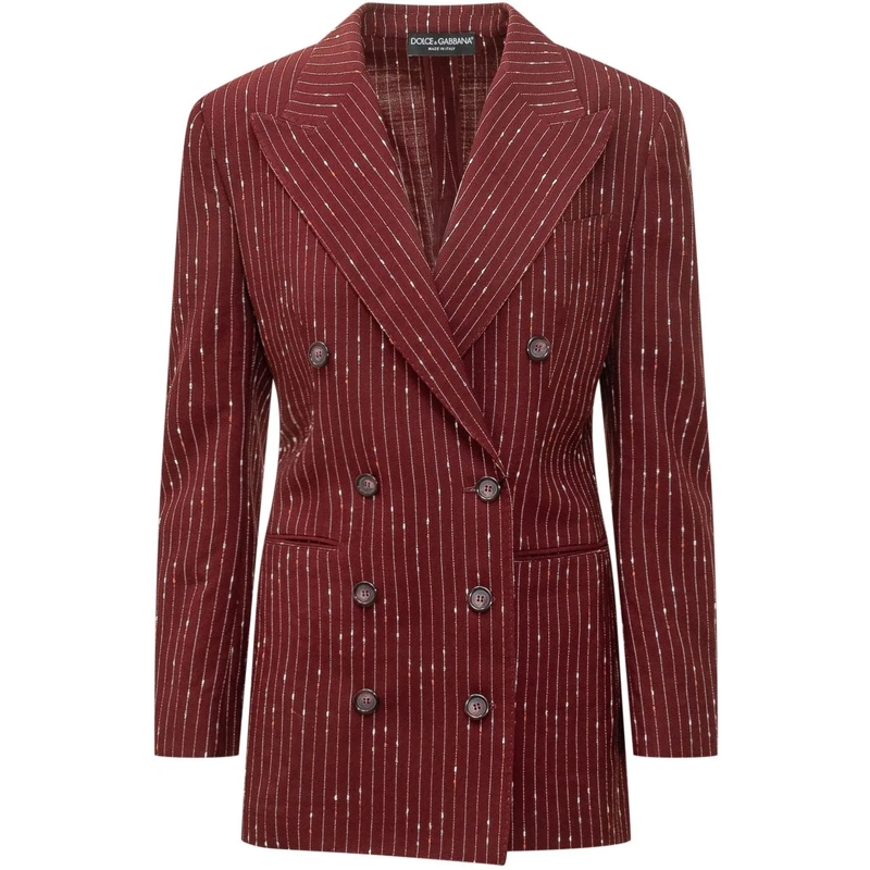 Dolce&Gabbana Blazer Giacca Doppiopetto Gessata con Revers a Lancia braun