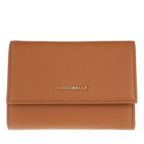 Coccinelle Metallic Soft Wallet Caramel Tri-Fold Portemonnaie