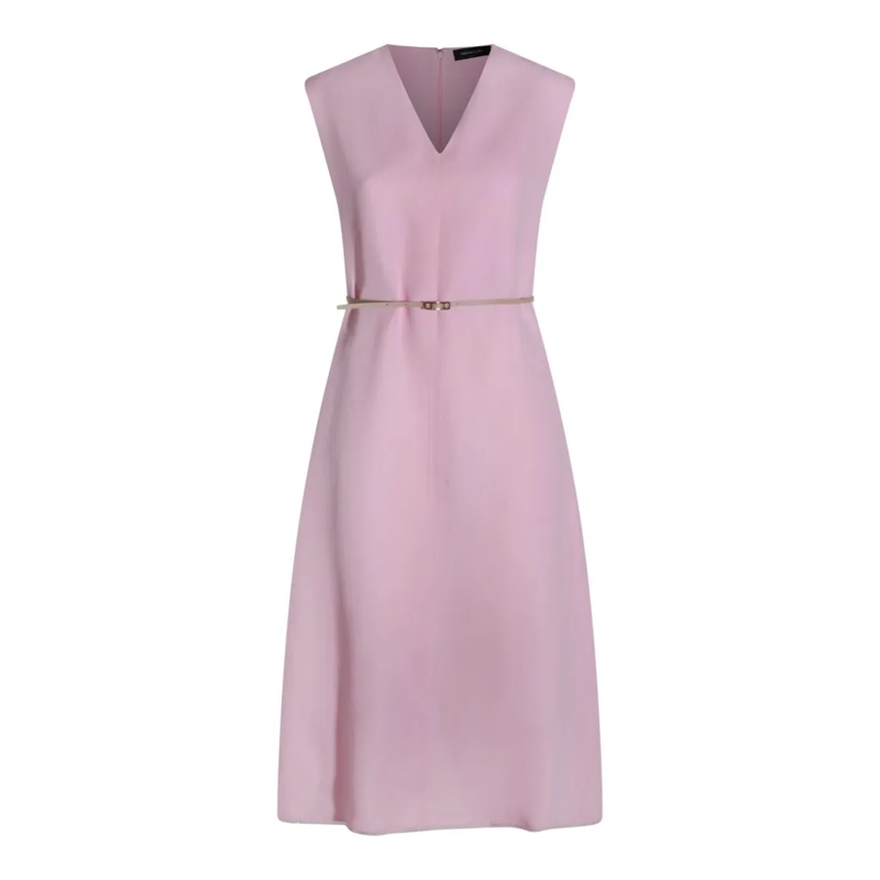 Fabiana Filippi Midikleid Sleeveless Midi Dress With V-Neckline Pink
