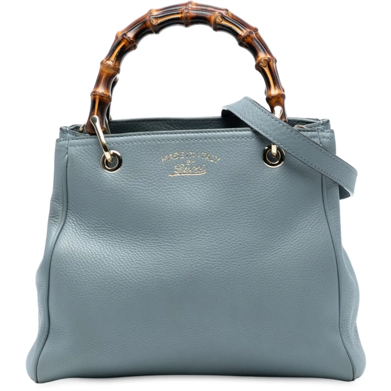 Gucci Sac à bandoulière Small Calfskin Bamboo Shopper Satchel blau