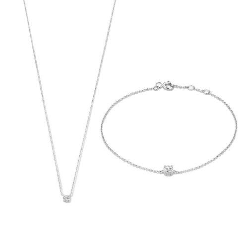 Isabel Bernard Cadeau D'Isabel Collier And Bracelet Giftset 14 Karaat White Gold Medium Necklace