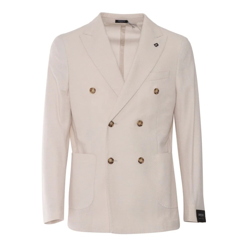 Breras Blazer Double-Breasted Tailored Jacket With Textured Fini Neutrals