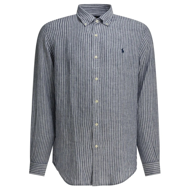 Polo Ralph Lauren Hemd Classic Striped Button-Down Shirt In 100% Linen Grey
