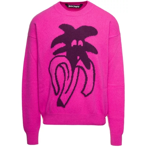 Palm Angels Fuchsia 'Jimmy Intarsia' Jumper With Logo Drawing  Pink 