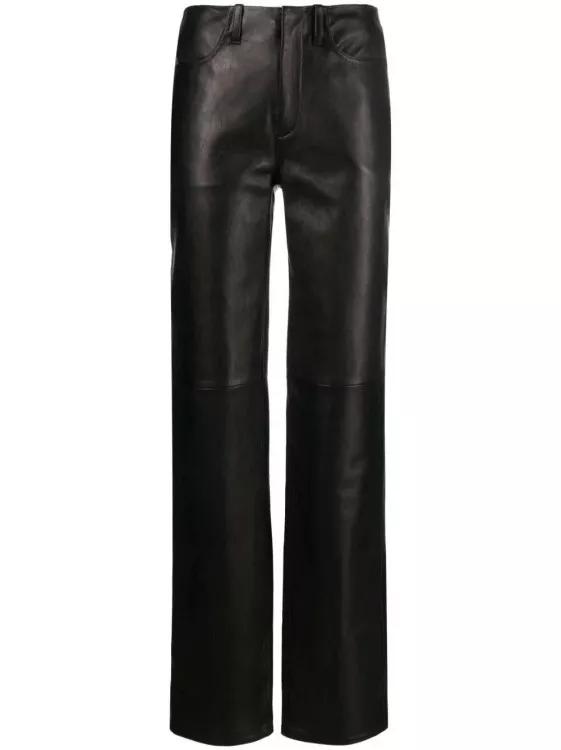 Alexander Wang - Mid-Rise Straight-Leg Leather Trousers - Größe 4 - black