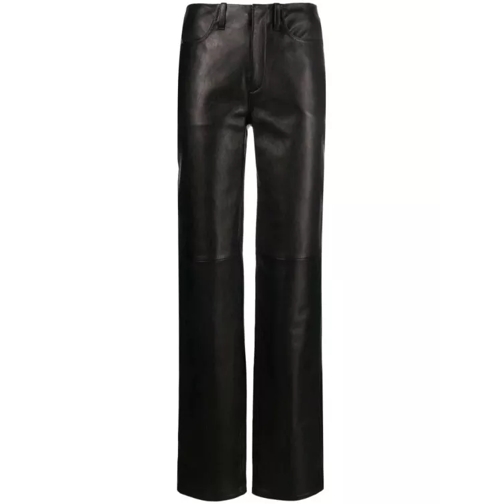 Alexander Wang Mid-Rise Straight-Leg Leather Trousers Black 