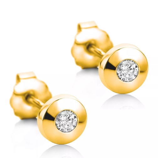 DIAMADA 14KT Diamond Earrings Yellow Gold Orecchini a bottone