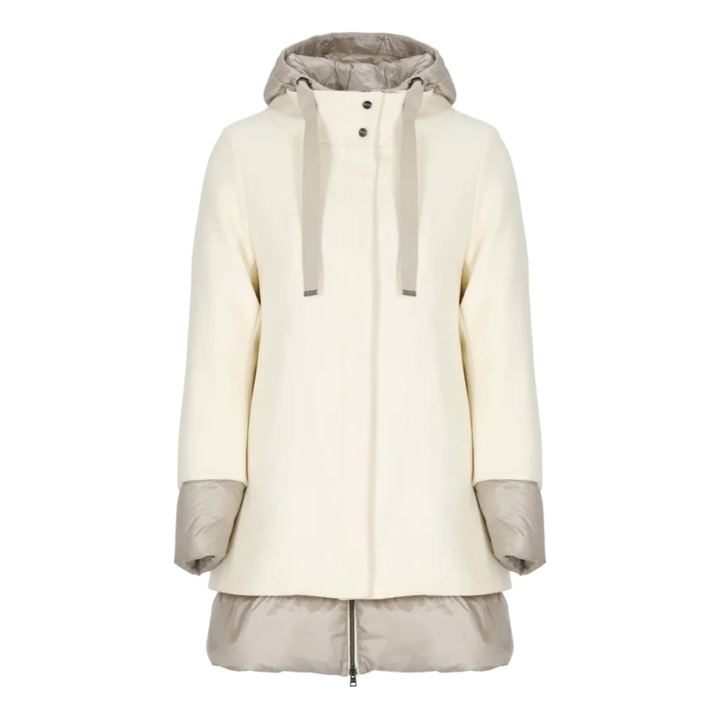 Herno  Ivory Wool Padded Coat Neutrals