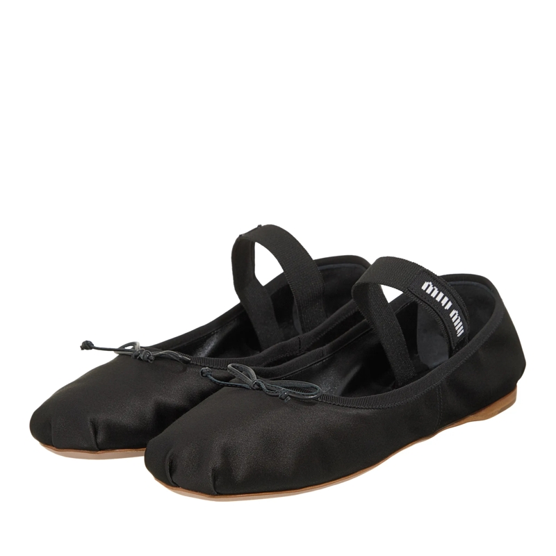 Miu Miu Ballerinas Satin Ballet Flats Black