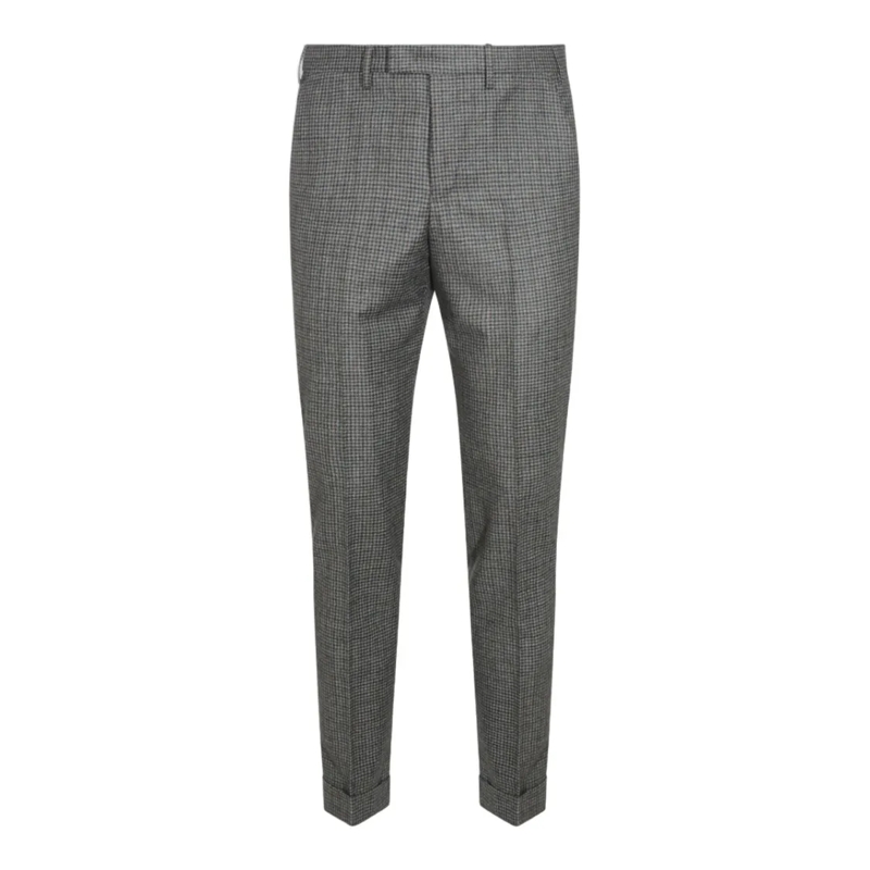 Pt Torino Pantalon Slim Fit Checkered Trousers With Tailored Design Grey