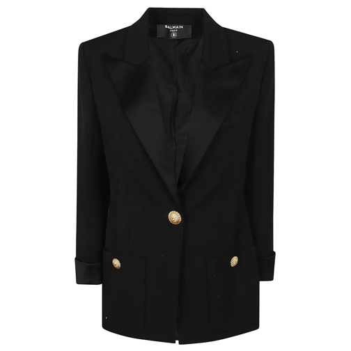 Balmain Blazer 1 Btn Satin Collar Gdp Fitted Jacket Black