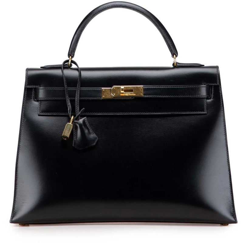 Hermès Sac à bandoulière Box Calf Kelly Sellier 32 schwarz