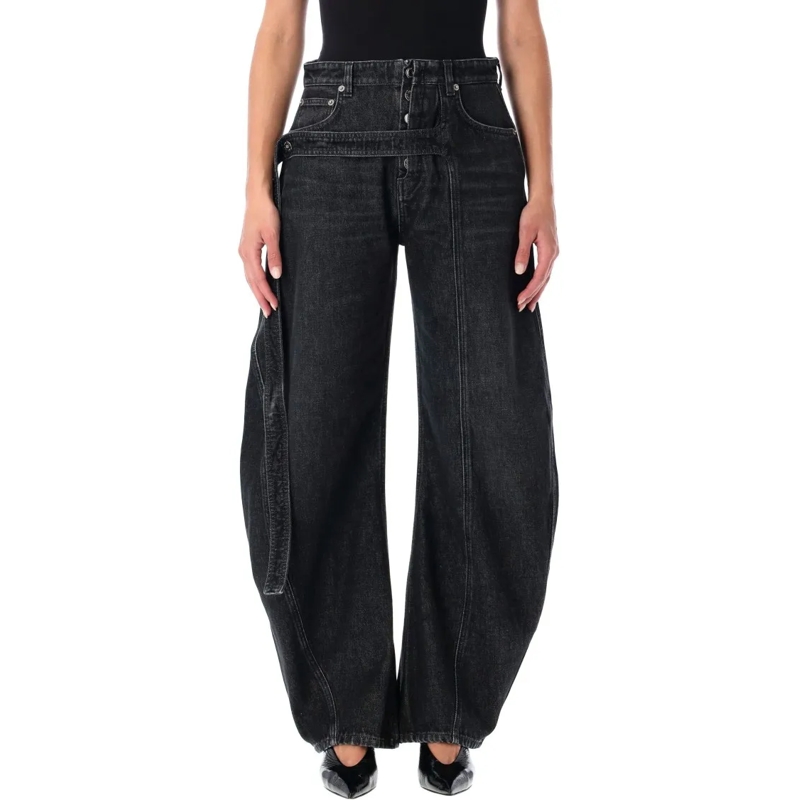 Jean Paul Gaultier Jeans Black Denim Strap Loose-Fit Jeans Black