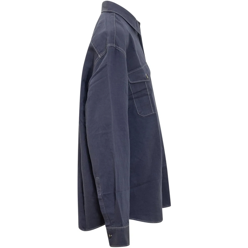 Studio Nicholson Legeres Oberteil Camicia Utility dunkelblau(Image 3)