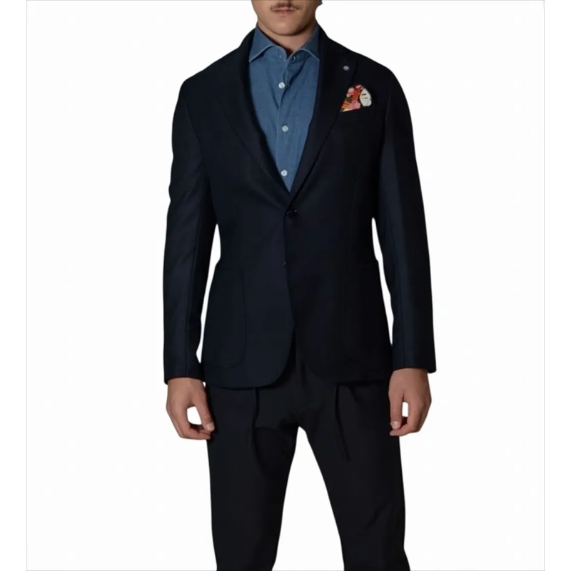Bharnaba Blazer Tailored Blue Single-Breasted Jacket Black
