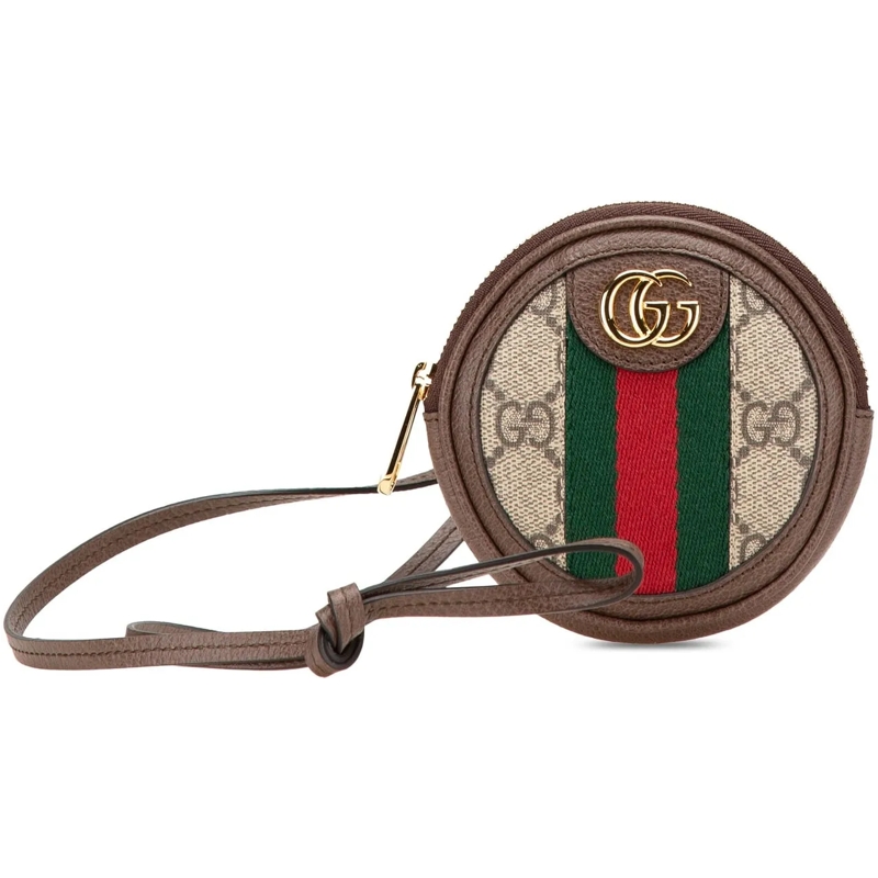 Gucci Schultertasche Mini GG Supreme Ophidia Round Neck Pouch braun