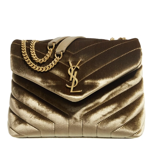 Saint Laurent LouLou Small In Quilted Velvet Pale Olive Cross body-väskor