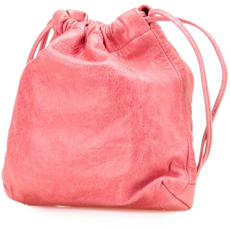 Balenciaga Necessaire Lambskin Motocross Move On Drawstring Pouch rose