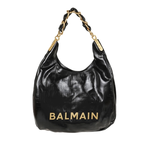 Balmain Schultertasche 1945 Soft Hobo Cabas-Emb Crin Calf Mng Black