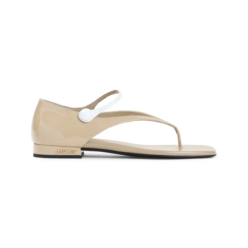 Miu Miu Calf Leather Sandals Neutrals | Sandalen