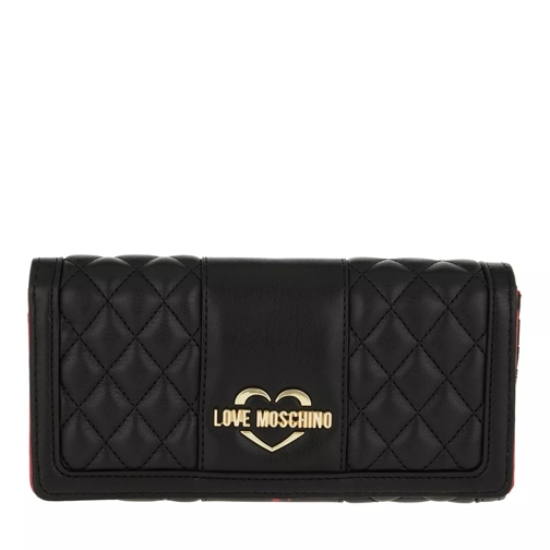 Love Moschino Quilted Nappa Wallet Nero/Oro Continental Portemonnee