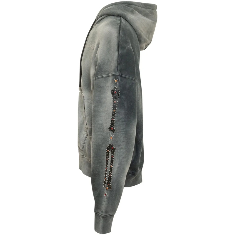 Amiri  Felpa Bones con Cappuccio e Tasche a Marsupio dunkelgrau(Image 3)