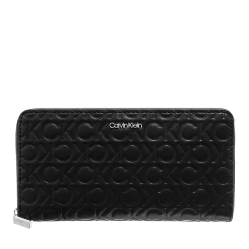 Calvin Klein Must Wallet Large Embossed Black Portemonnaie mit Zip-Around-Reißverschluss
